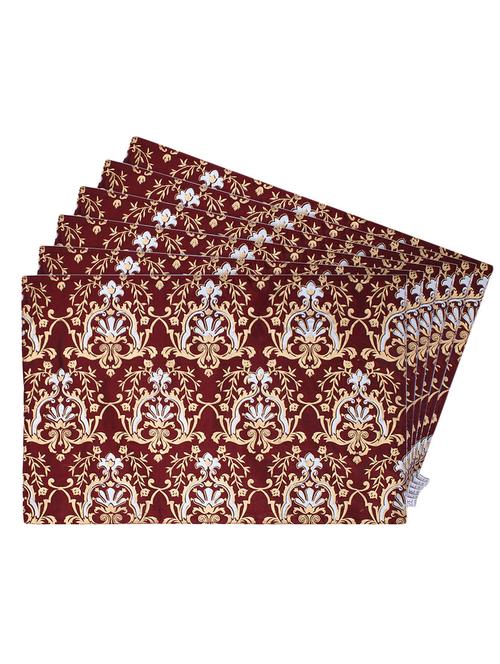 maroon printed reversible placemats for dining table - unique designs both sides - set of 6 - 12590094 - Standard Image - 1