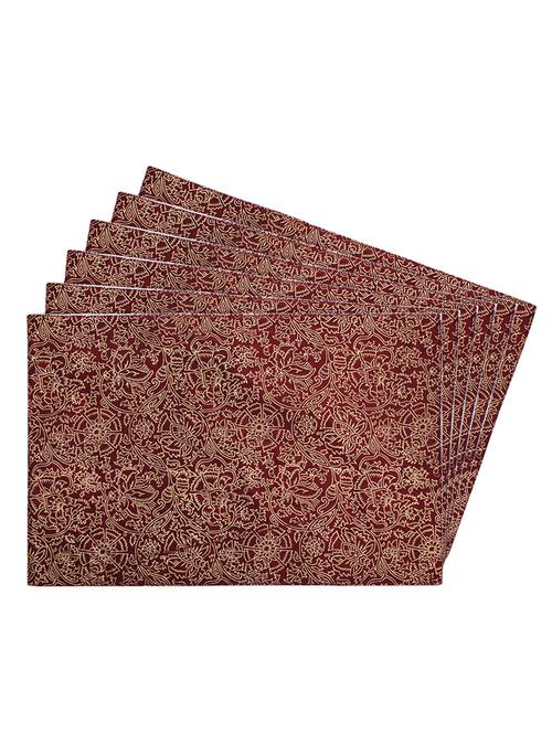 maroon printed reversible placemats for dining table - unique designs both sides - set of 6 - 12590100 - Standard Image - 1