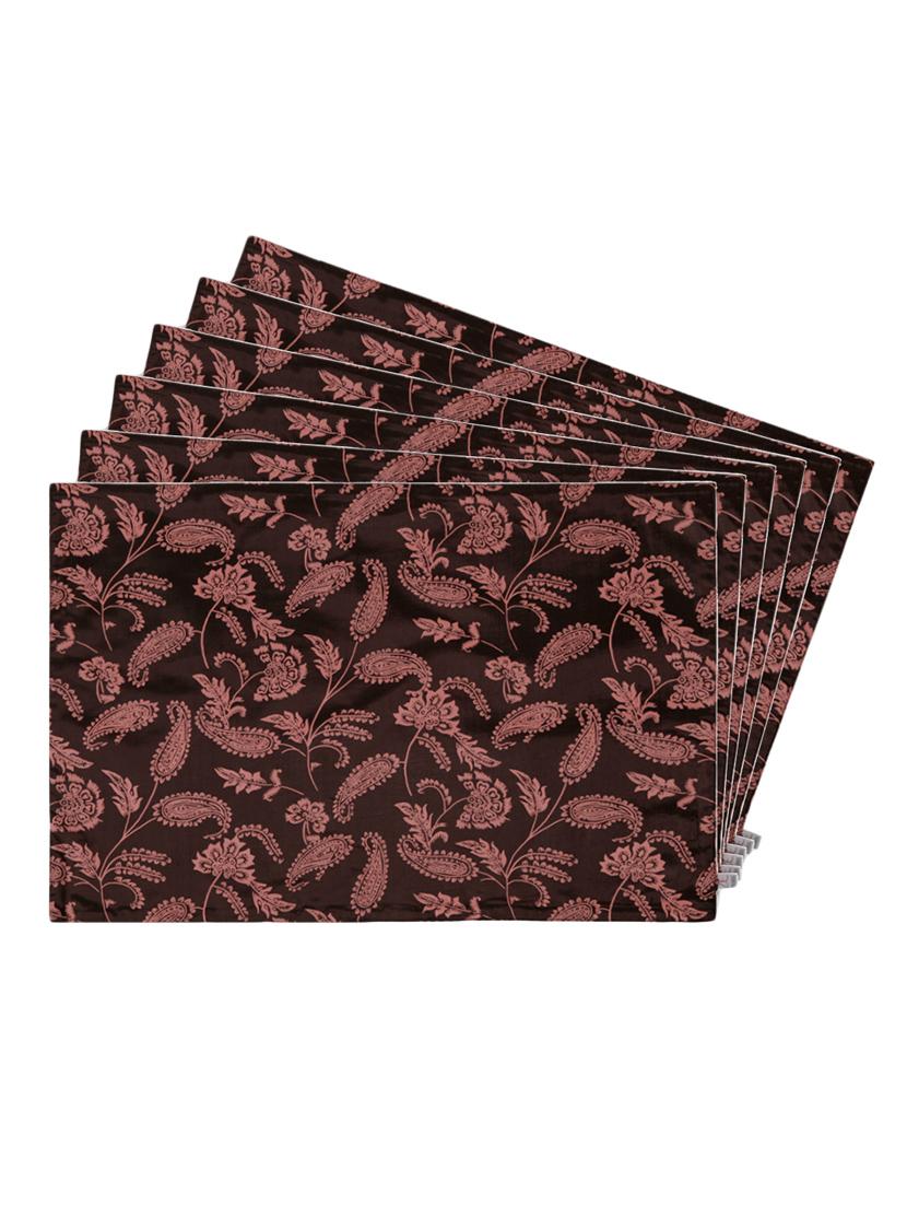 brown printed reversible placemats for dining table - unique designs both sides - set of 6 - 12590114 - Zoom Image - 1