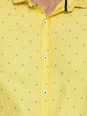 yellow cotton printed casual shirt - 12594049 - Standard Image - 4
