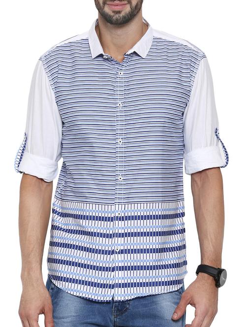blue striped cotton casual shirt - 12594053 - Standard Image - 1