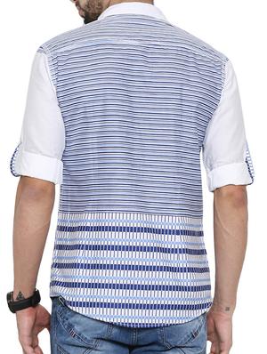 blue striped cotton casual shirt - 12594053 - Standard Image - 3
