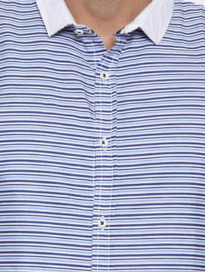 blue striped cotton casual shirt - 12594053 - Standard Image - 4