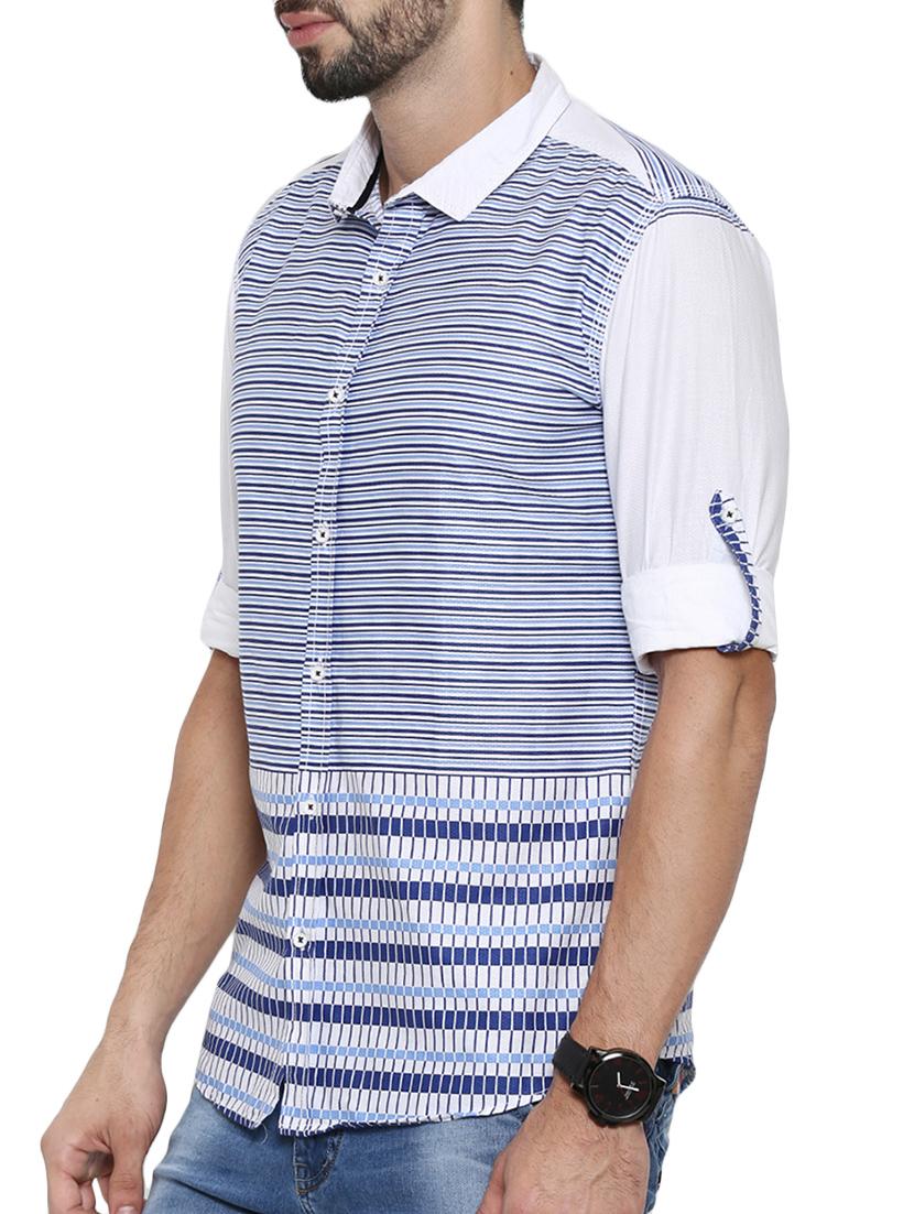 blue striped cotton casual shirt - 12594053 - Zoom Image - 2