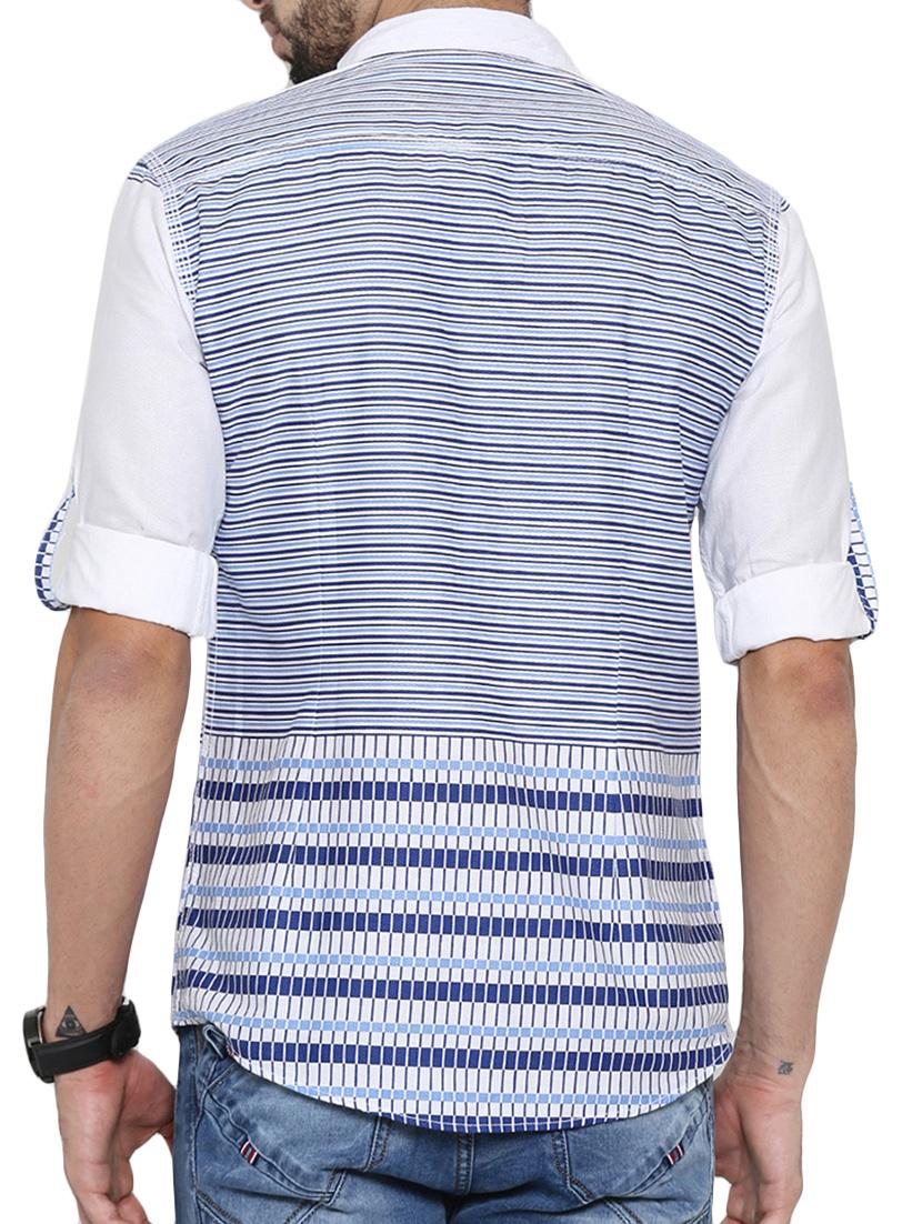 blue striped cotton casual shirt - 12594053 - Zoom Image - 3