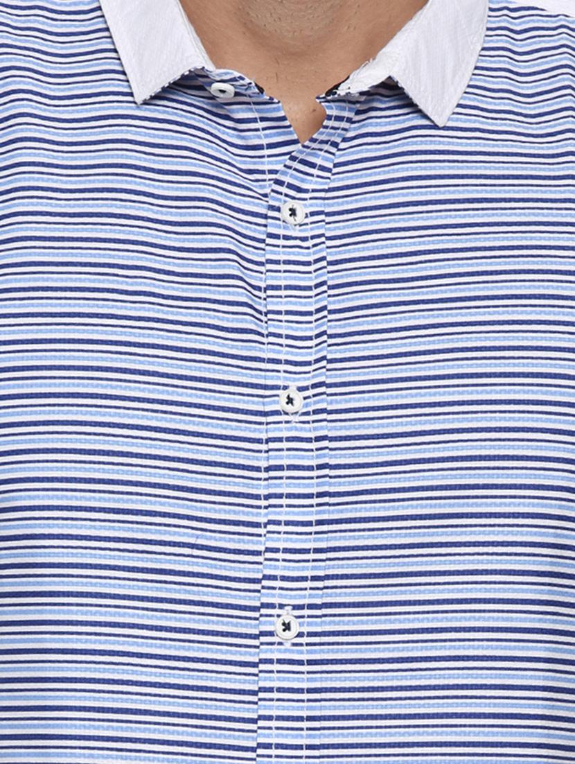 blue striped cotton casual shirt - 12594053 - Zoom Image - 4