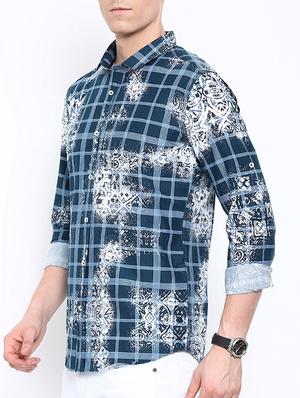 navy blue cotton casual shirt - 12594054 - Standard Image - 2