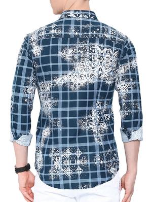 navy blue cotton casual shirt - 12594054 - Standard Image - 3