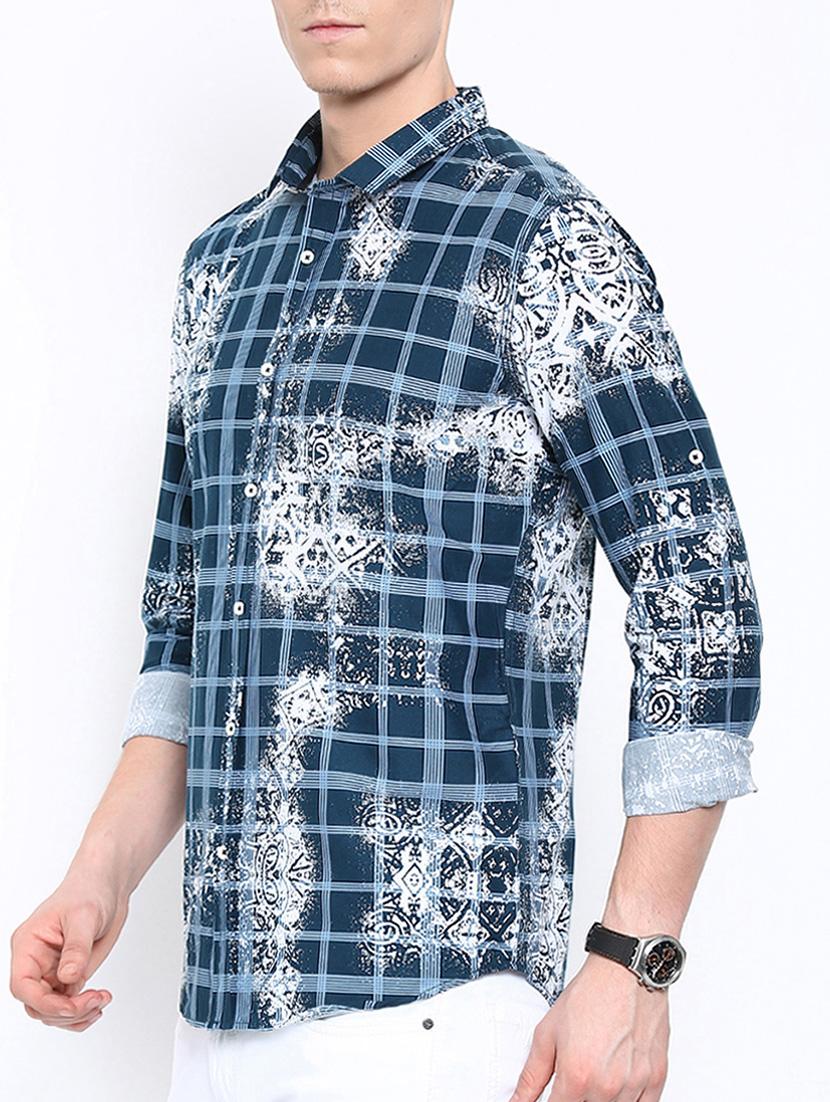 navy blue cotton casual shirt - 12594054 - Zoom Image - 2