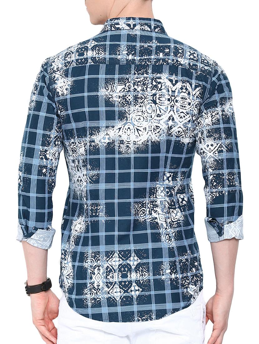 navy blue cotton casual shirt - 12594054 - Zoom Image - 3