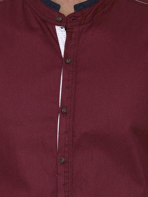 solid maroon cotton casual shirt - 12594095 - Standard Image - 4