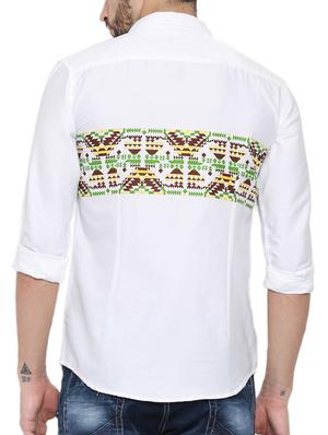 white cotton printed casual shirt - 12594100 - Standard Image - 3