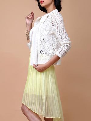 white floral lace straight summer jacket - 12594124 - Standard Image - 2