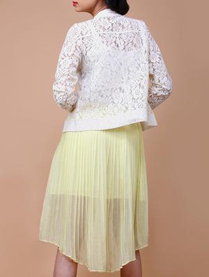 white floral lace straight summer jacket - 12594124 - Standard Image - 3