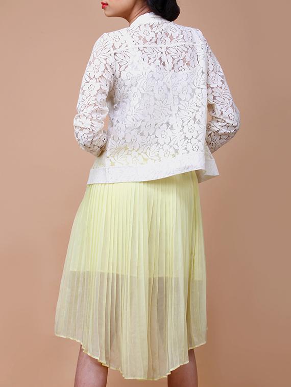 white floral lace straight summer jacket - 12594124 - Zoom Image - 3
