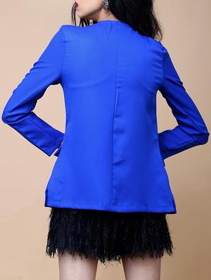 blue crepe summer jacket - 12594134 - Standard Image - 3