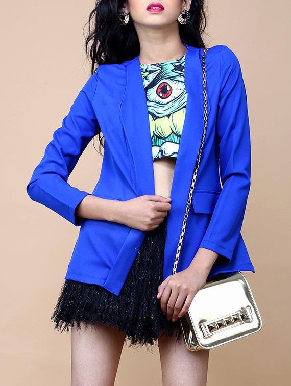 blue crepe summer jacket