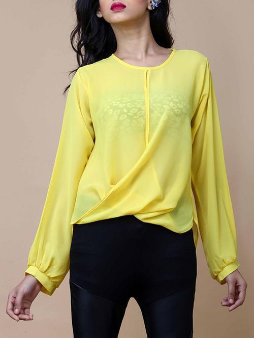 yellow georgette top - 12594140 - Standard Image - 1