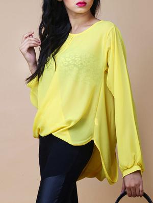 yellow georgette top - 12594140 - Standard Image - 2