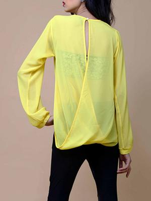 yellow georgette top - 12594140 - Standard Image - 3