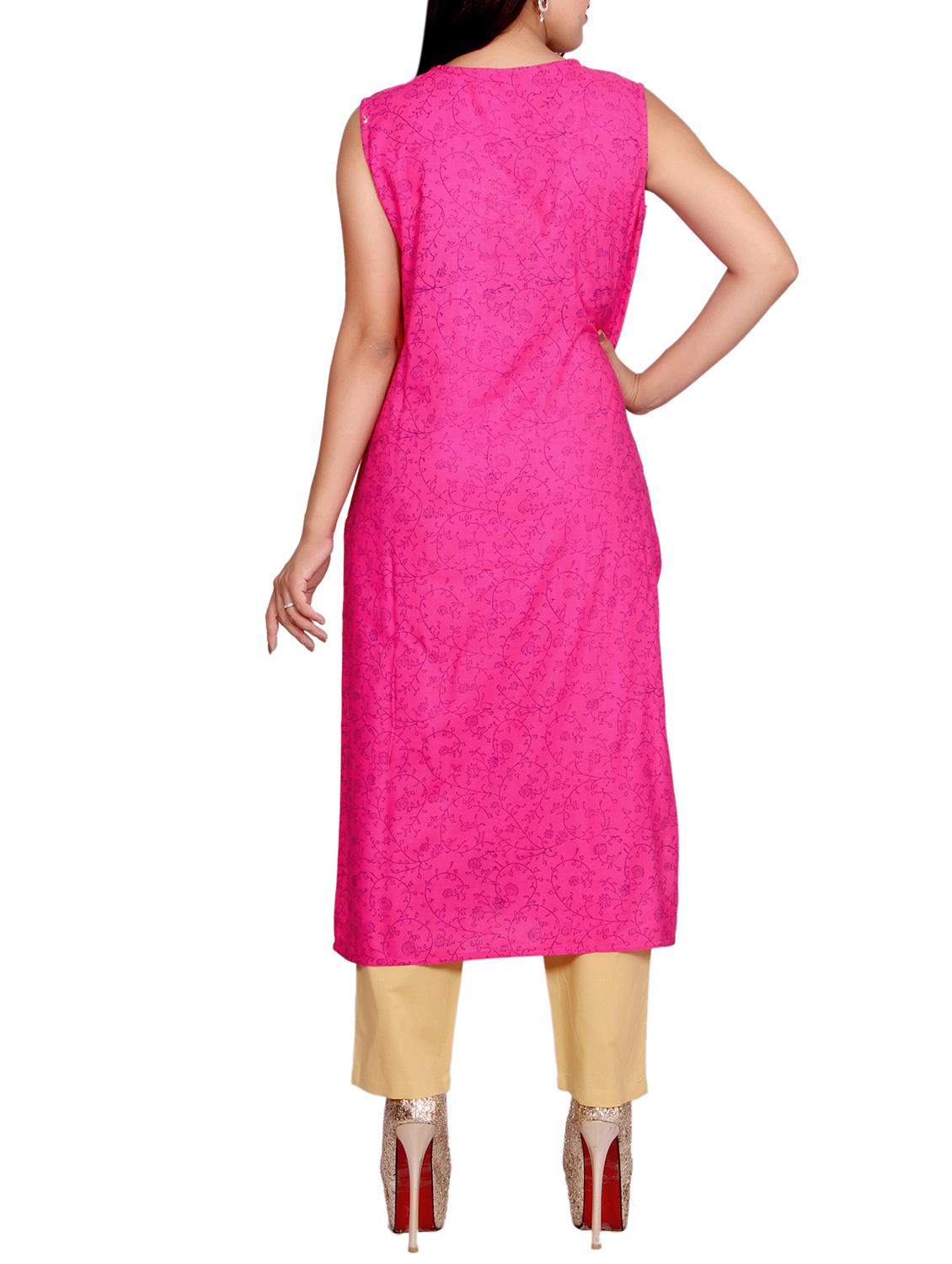 black rayon embroidered long kurta - 12594236 - Zoom Image - 3