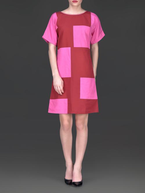 Pink and maroon cotton dress - 1259904 - Very Small Image - 1