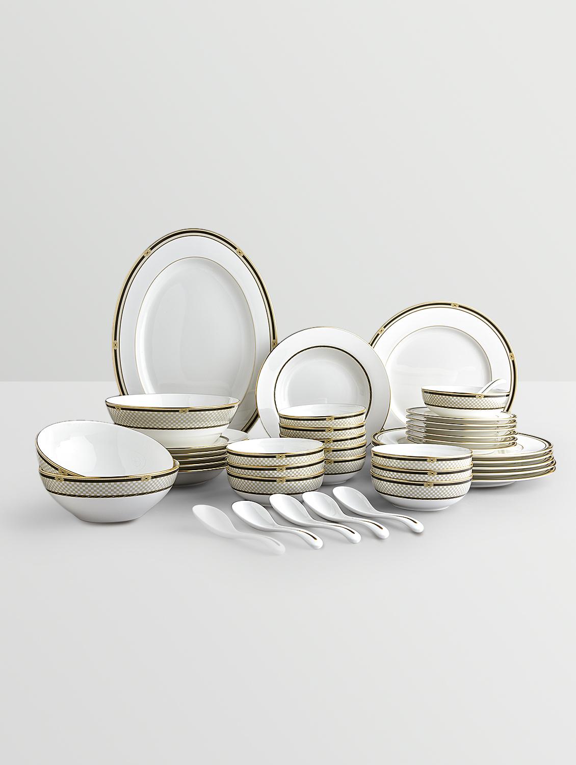 white printed ceramic dinner set (40pcs) - 1259914 - Zoom Image - 2