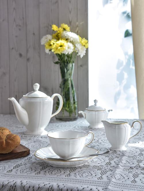 white printed ceramic tea set (29pcs) - 1259928 - Standard Image - 1