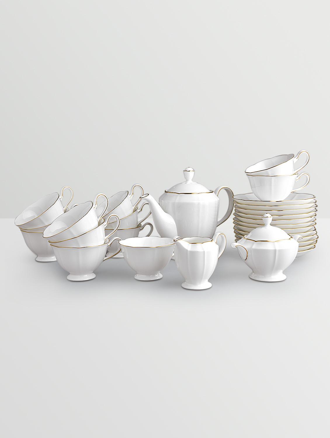 white printed ceramic tea set (29pcs) - 1259928 - Zoom Image - 2