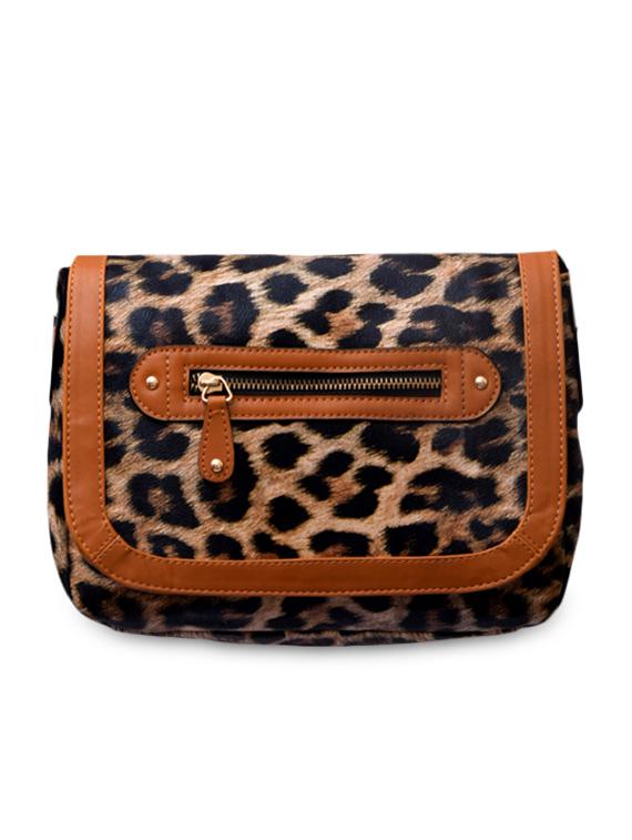 brown animal printed leatherette sling bag - 1261153 - Zoom Image - 1