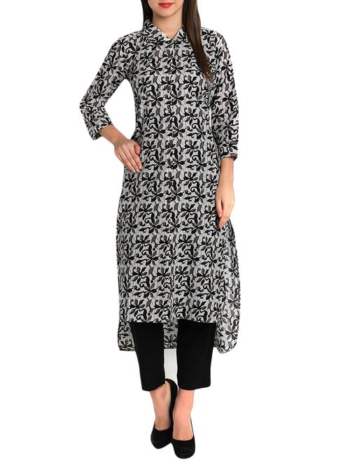 printed high-low kurta - 12648388 -  Standard Image - 0