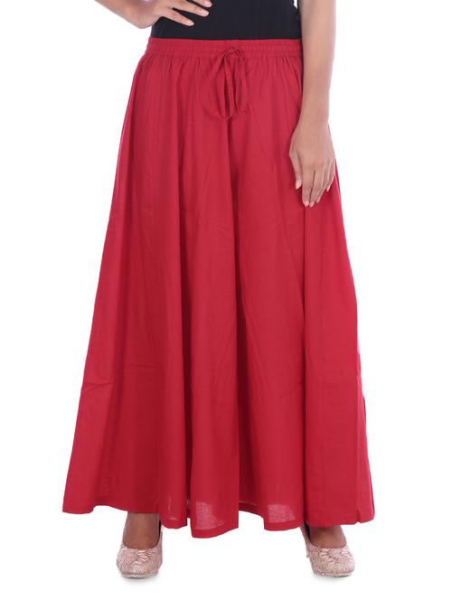 Red Cotton Plain Pants - 1265098 - Standard Image - 1