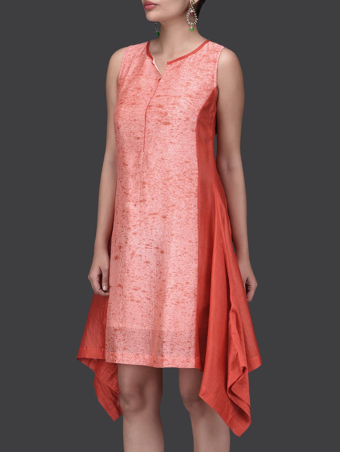orange chanderi silk printed tunic - 1265487 - Zoom Image - 2