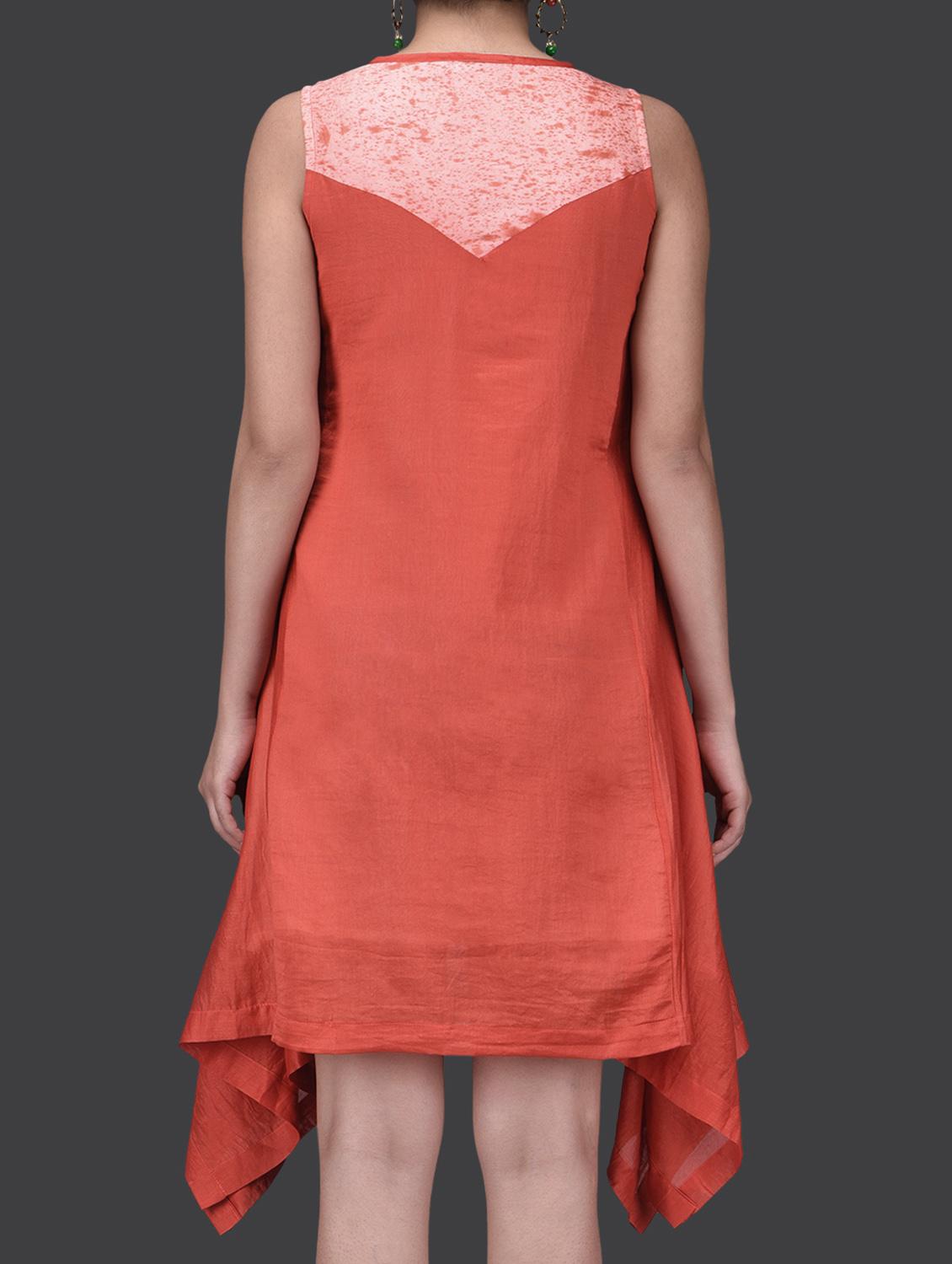 orange chanderi silk printed tunic - 1265487 - Zoom Image - 3