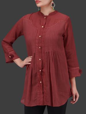 red pin-tuck detailed shirt - 1265543 - Standard Image - 2