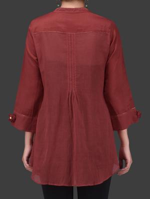 red pin-tuck detailed shirt - 1265543 - Standard Image - 3