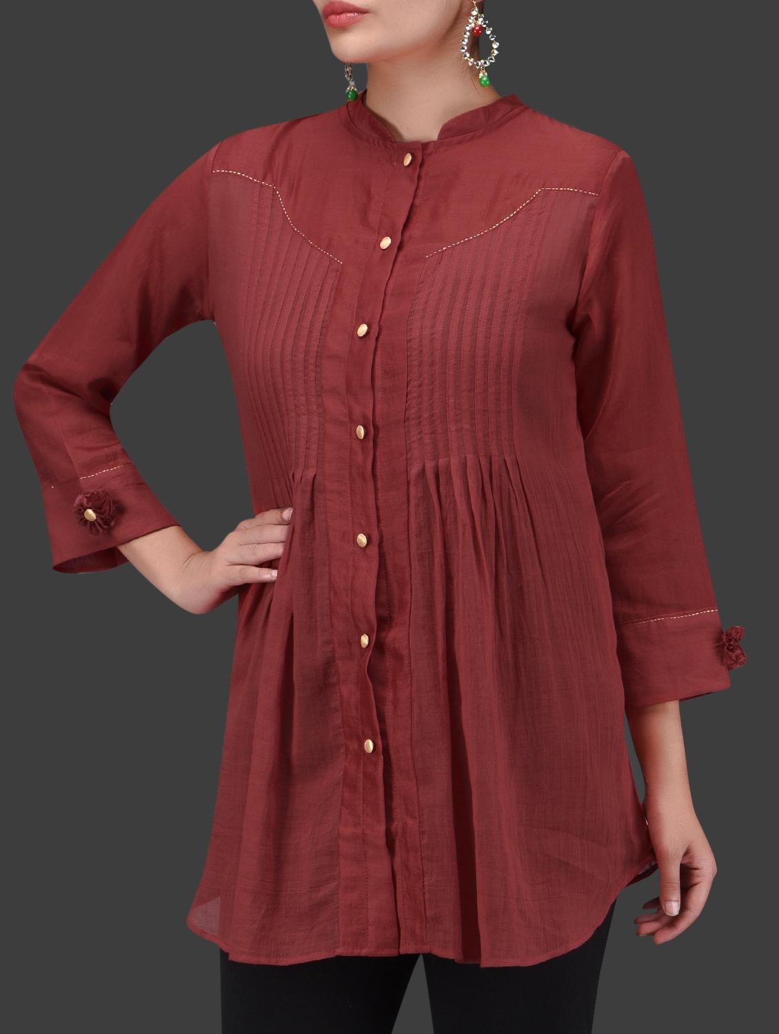 red pin-tuck detailed shirt - 1265543 - Zoom Image - 2