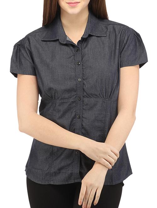 grey denim regular shirt - 12662200 - Standard Image - 1
