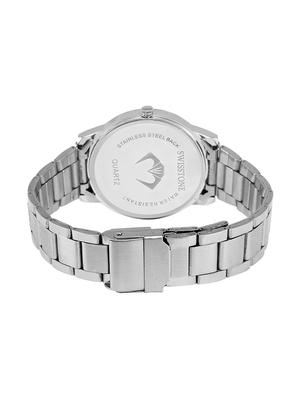 crystal studded stainless steel chain wrist watch - 12719617 - Standard Image - 3