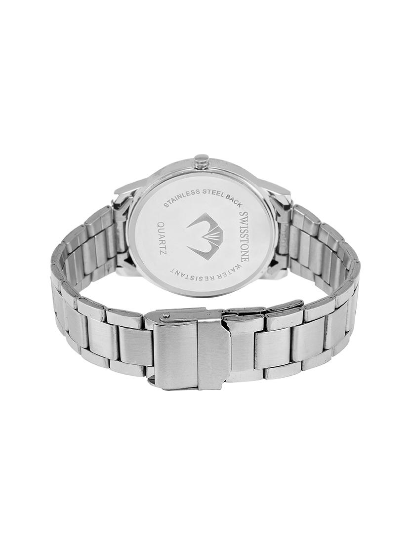 crystal studded stainless steel chain wrist watch - 12719619 - Zoom Image - 3