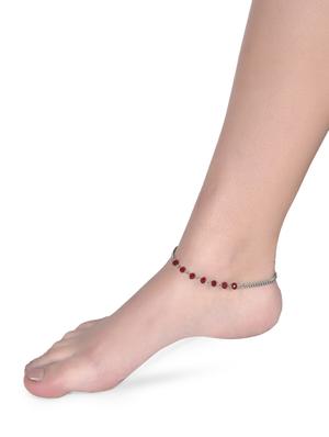 silver anklet with maroon beads - 1274783 - Standard Image - 2