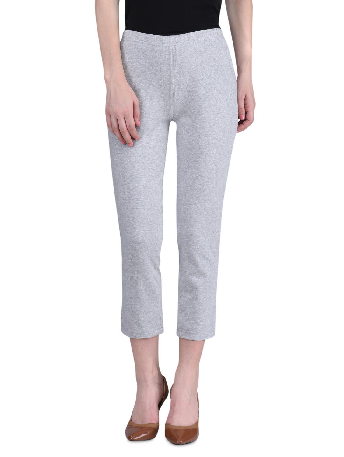 grey cotton lycra 3/4 length tights - 1275368 - Zoom Image - 1