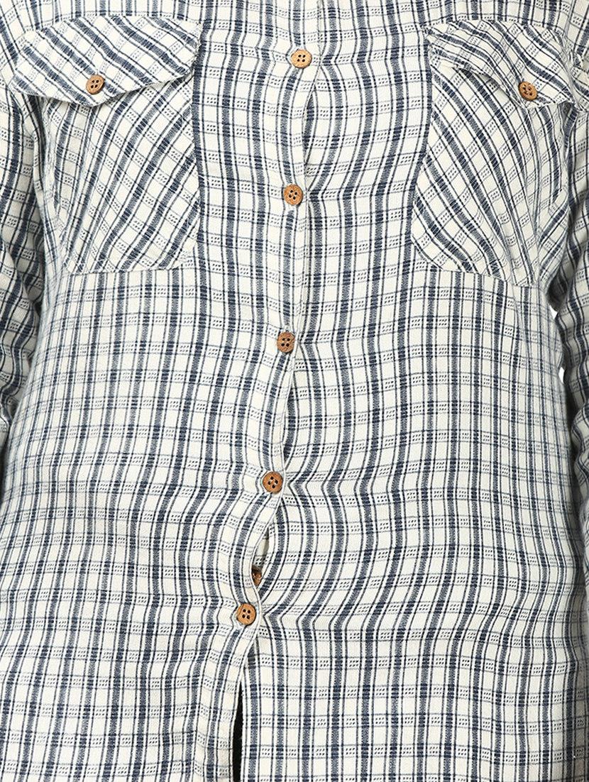 blue cotton plus shirt - 12754903 - Zoom Image - 4