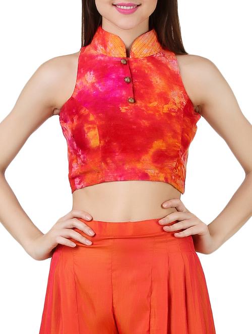 orange silk solid blouse - 12755088 - Very Small Image - 1