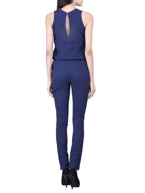 blue polyester full leg jumpsuit - 12755837 - Standard Image - 3