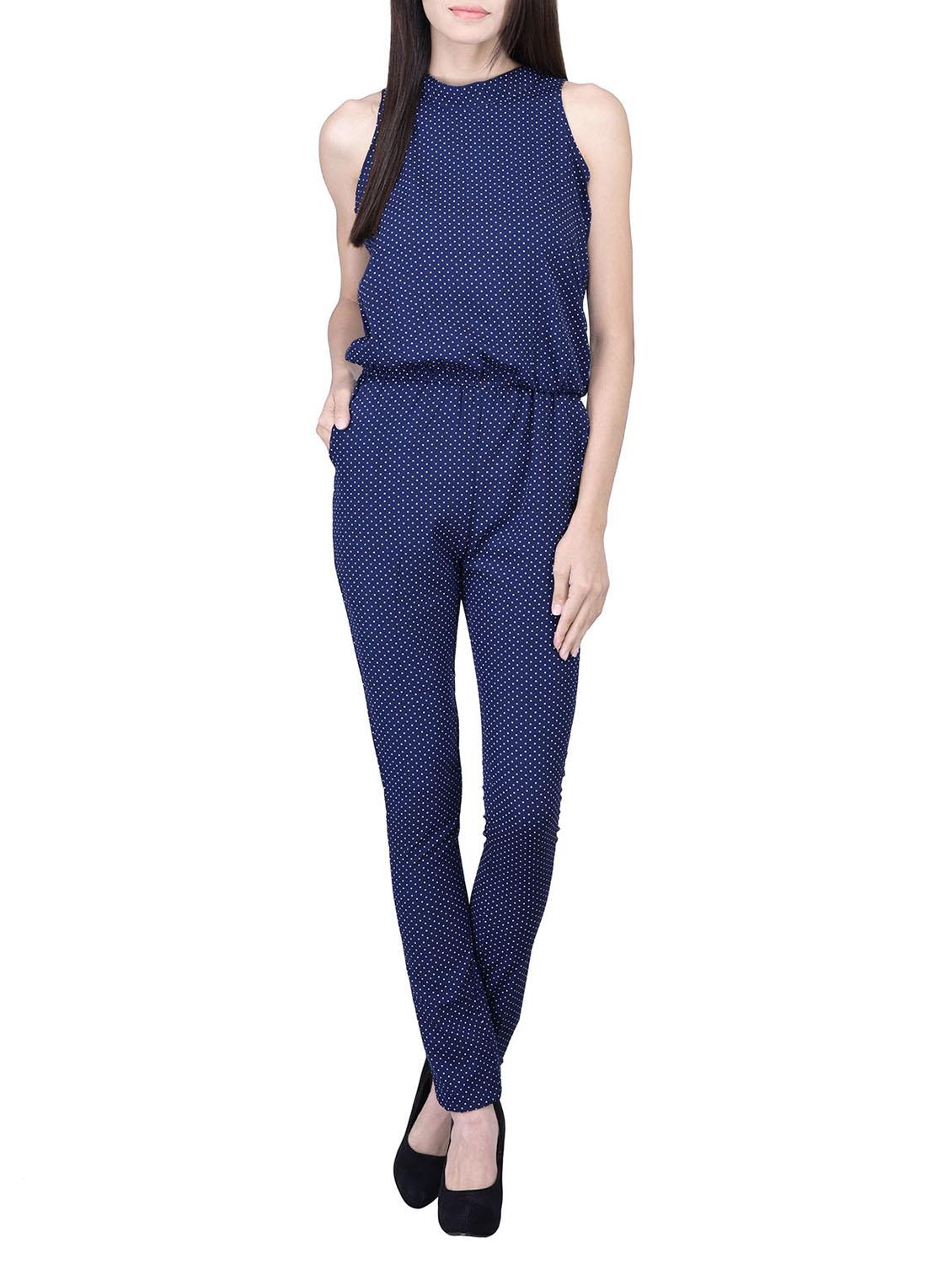 blue polyester full leg jumpsuit - 12755837 - Zoom Image - 1