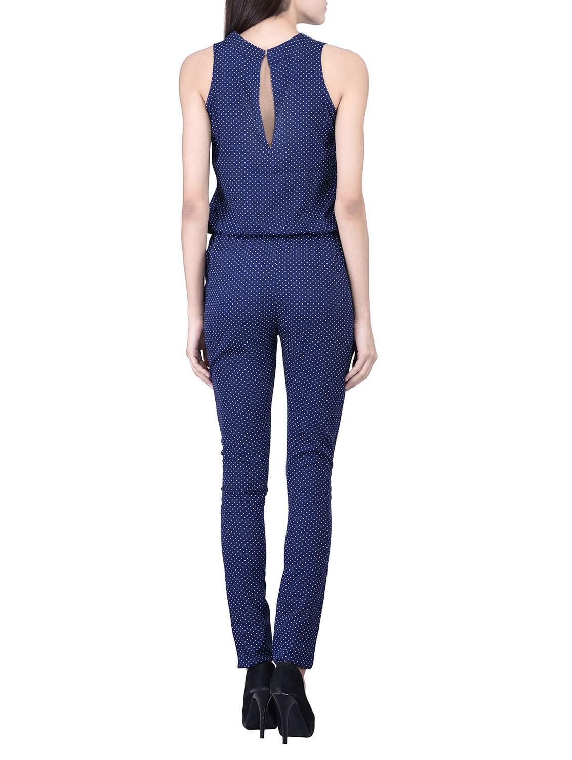 blue polyester full leg jumpsuit - 12755837 - Zoom Image - 3