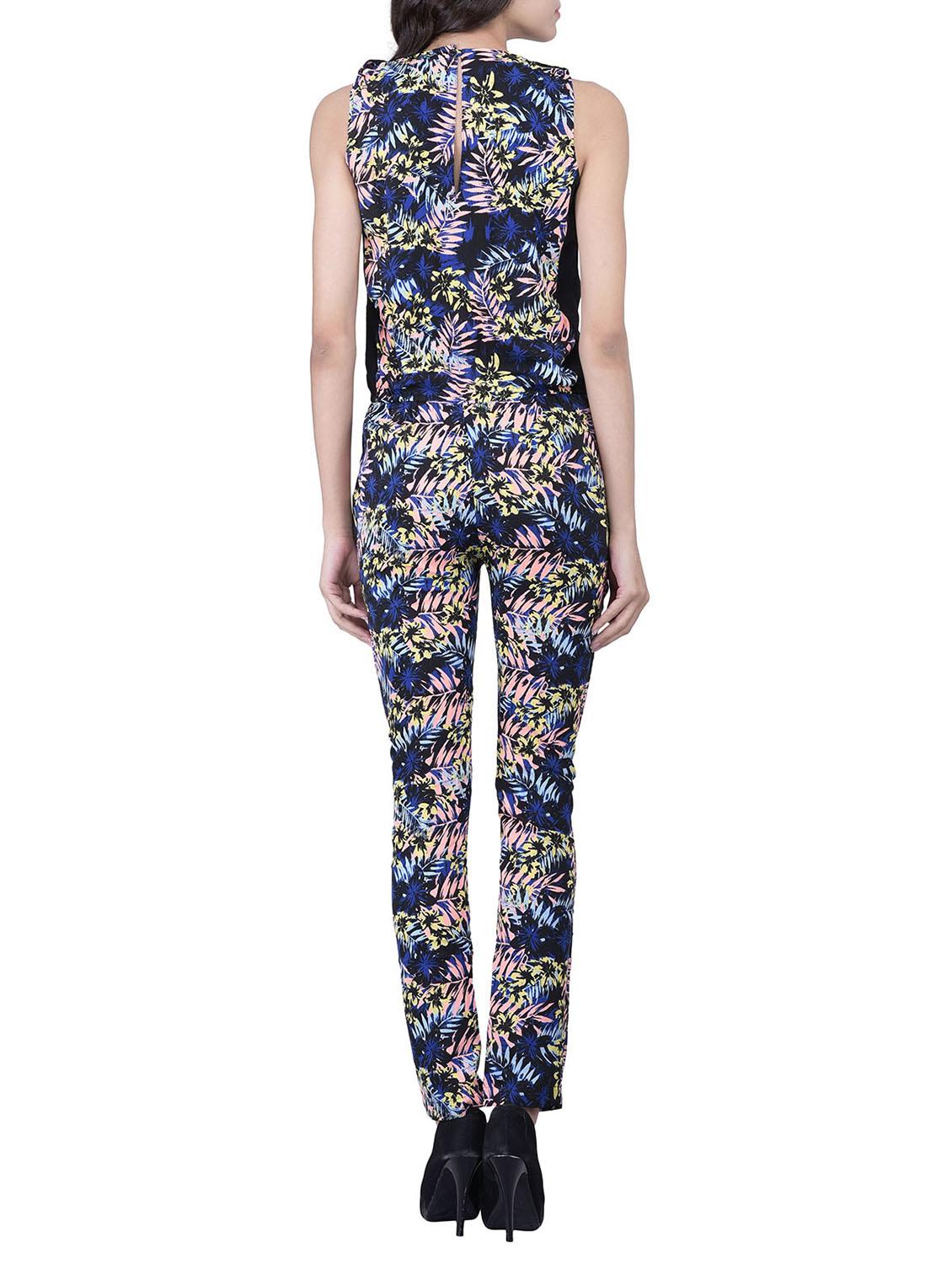 blue printed polyester jumpsuit - 12755838 - Zoom Image - 3