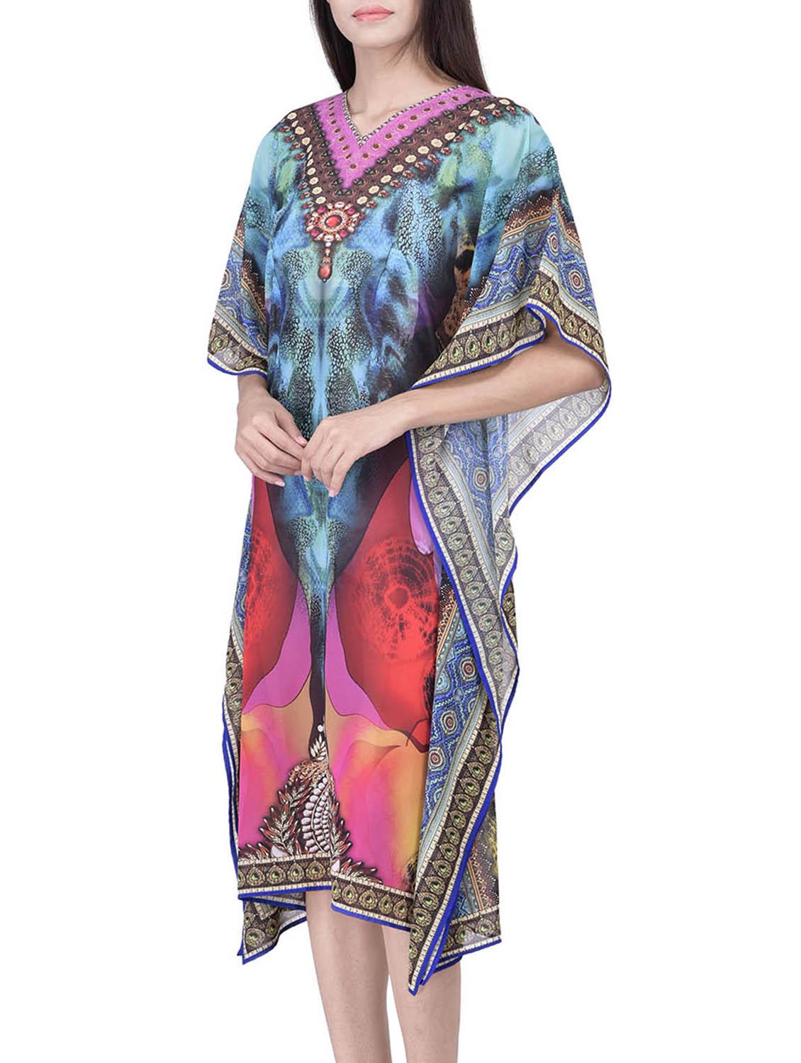 multi colored polyester kaftan - 12755841 - Zoom Image - 2