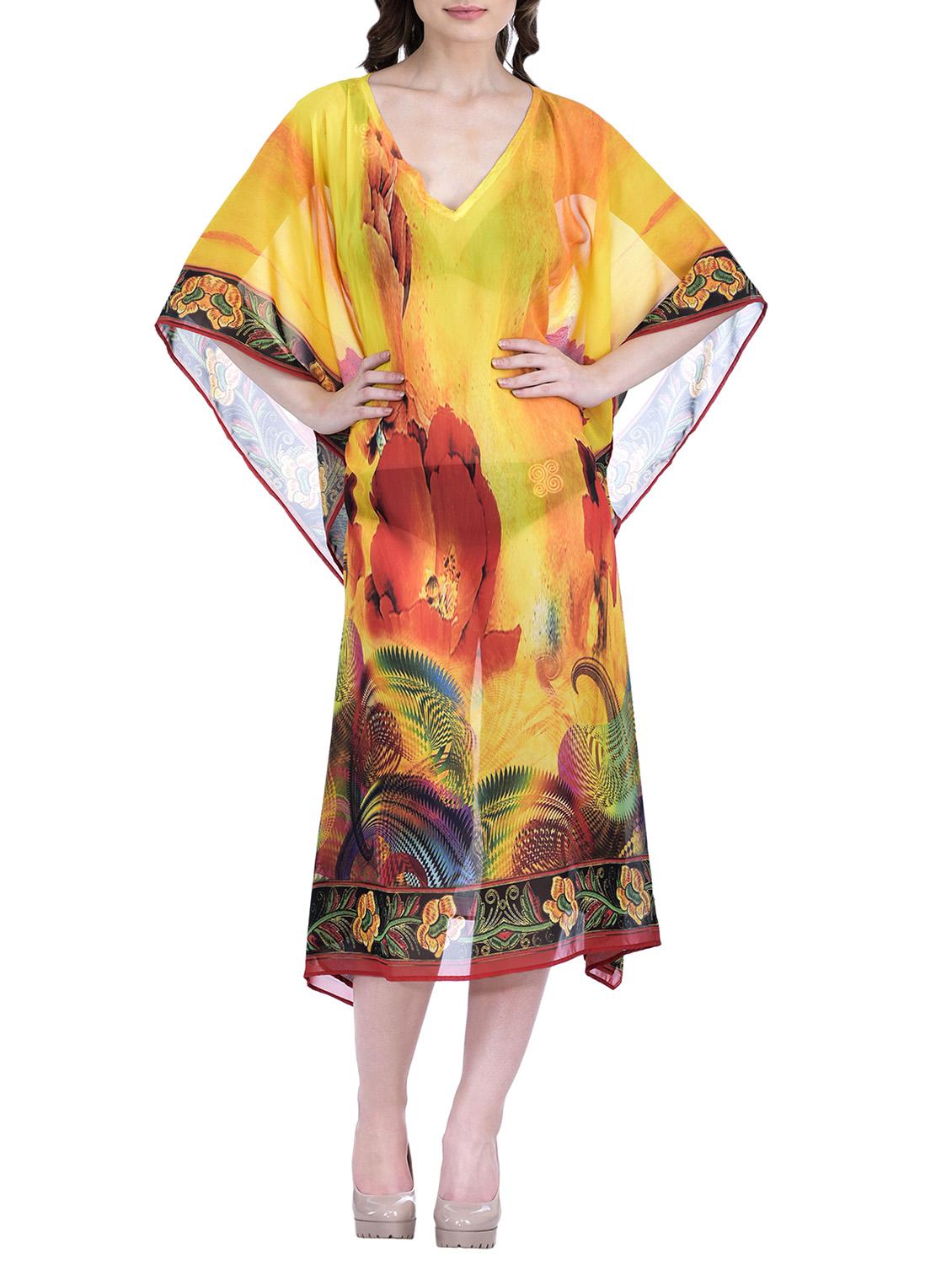 yellow polyester kaftan - 12755852 - Zoom Image - 1